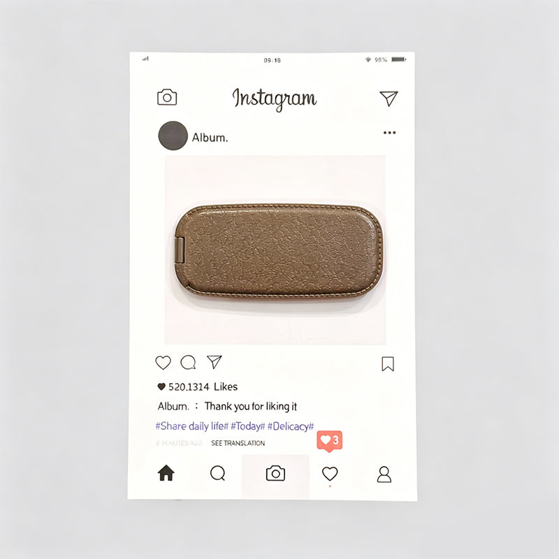 Minimalist Synthetic Leather Folding Adhesive Phone Mirror