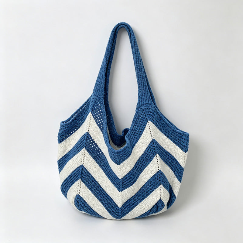 Chevron Stripe Knit Tote Bag