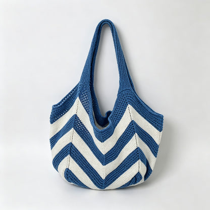 Chevron Stripe Knit Tote Bag