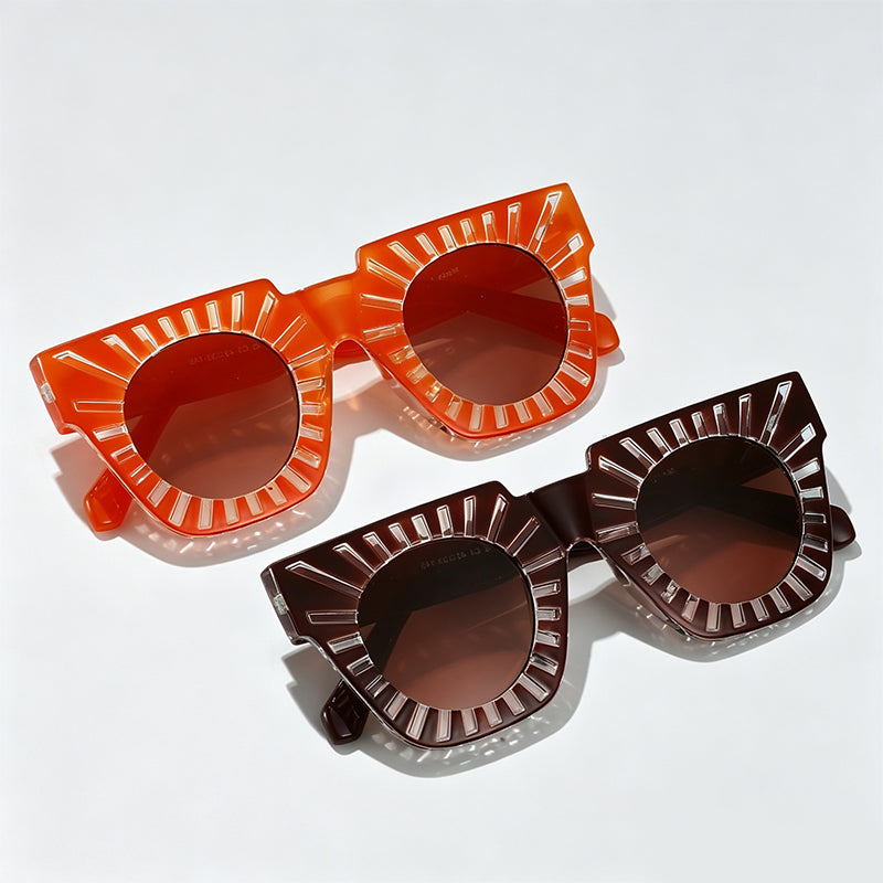 Sunburst Cutout Square PC Fashion Sunglasses
