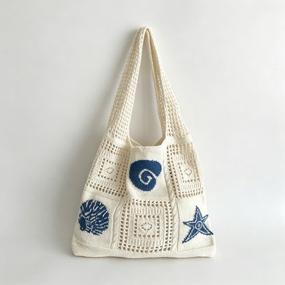Starfish Patch Crochet Tote Bag