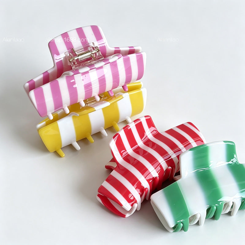 Striped Acetate Hair Claw Clip