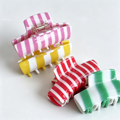 Striped Acetate Hair Claw Clip