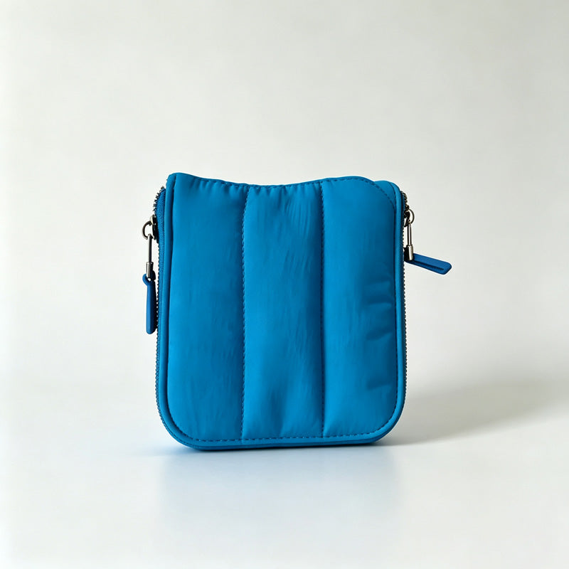 Quilted Stitch Mini Zip Card Coin Pouch