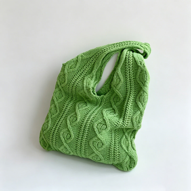 Cable Knit Hobo Tote Bag