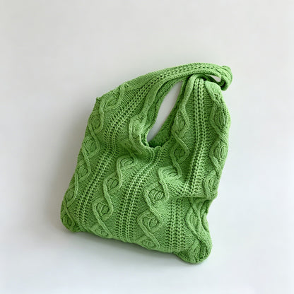 Cable Knit Hobo Tote Bag