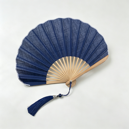 Linen Cotton Shell Shape Folding Fan