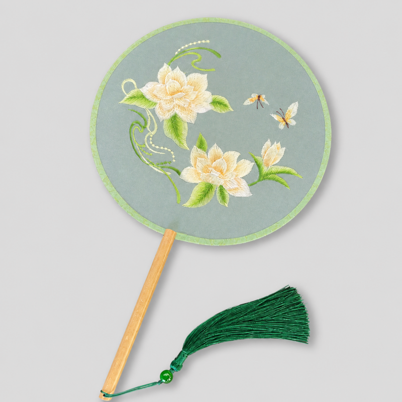 Silk Embroidery Round Hand Fan