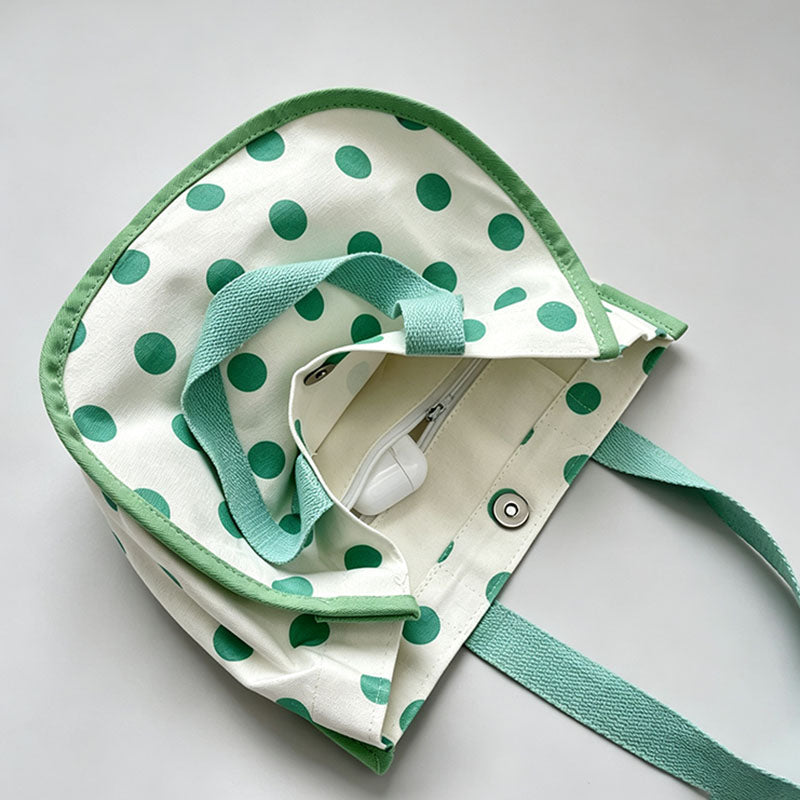Green Dot Mini Handle Bag
