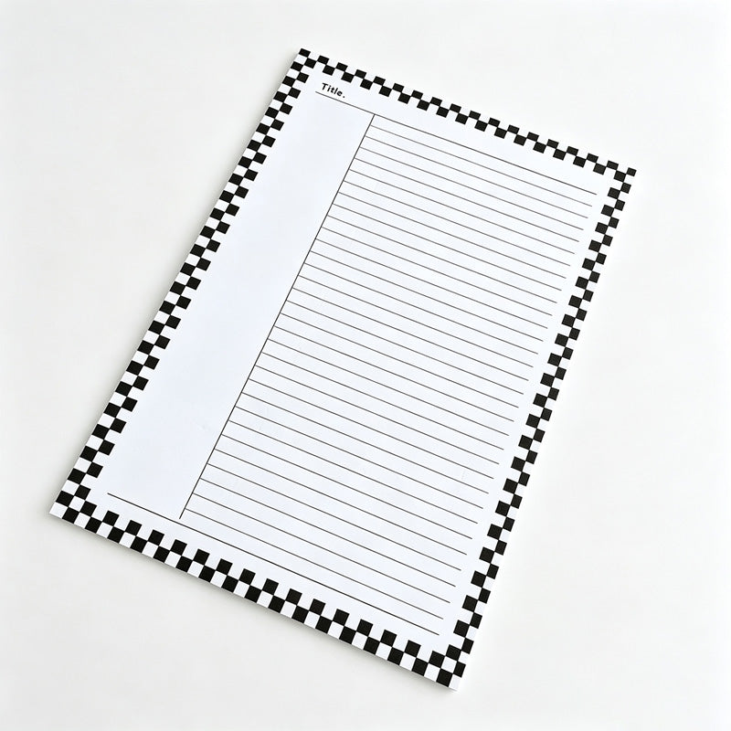 Checkerboard Border Non‑Sticky B5 Notepad