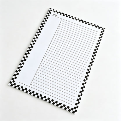 Checkerboard Border Non‑Sticky B5 Notepad