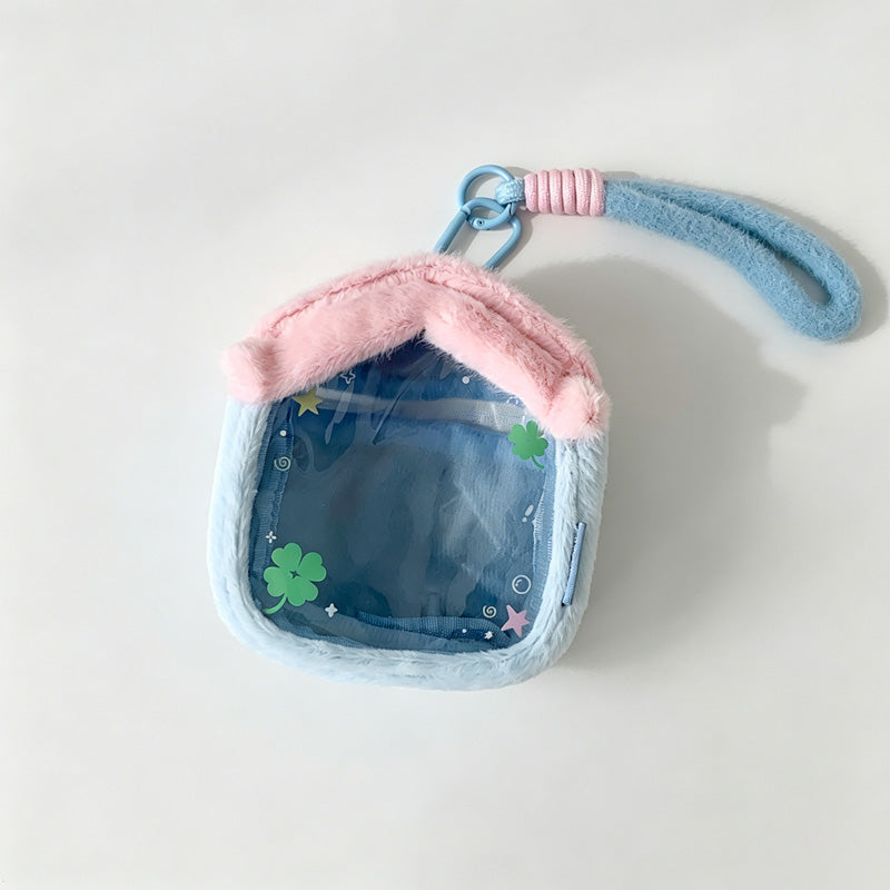 Plush Trim Clear Pouch