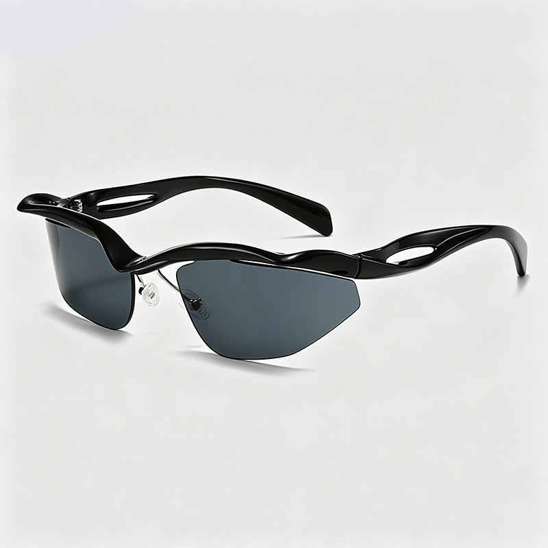 Rimless Irregular Cut Y2K Sport Sunglasses
