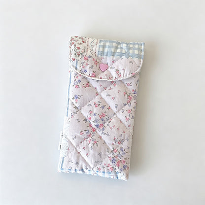 Quilted Floral Snap Button Pouch
