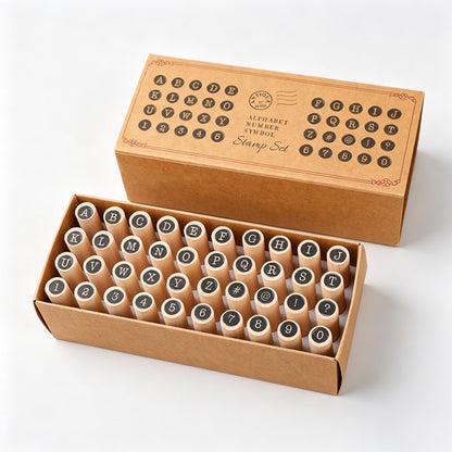 40 Piece Wooden Alphabet Letter Stamp Set