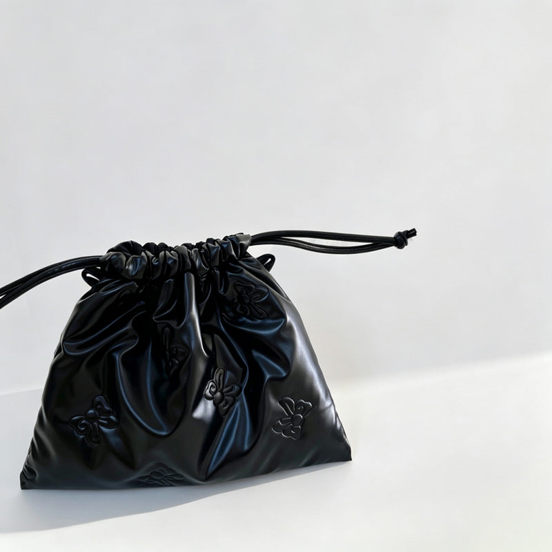 Embossed Bow Drawstring Storage Pouch