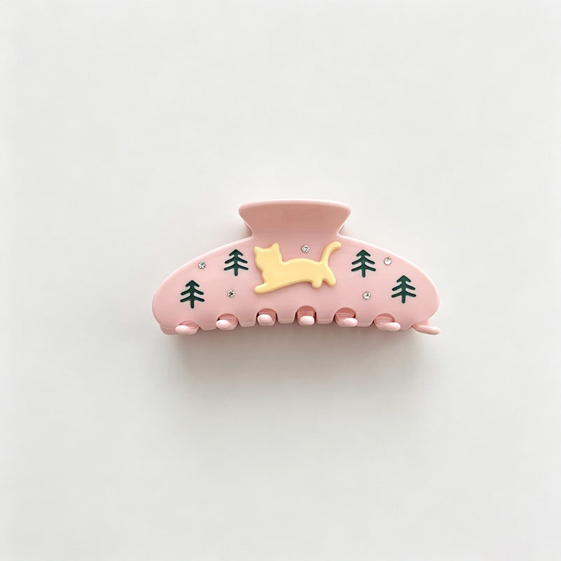 Cat Rhinestone Hair Claw Clips