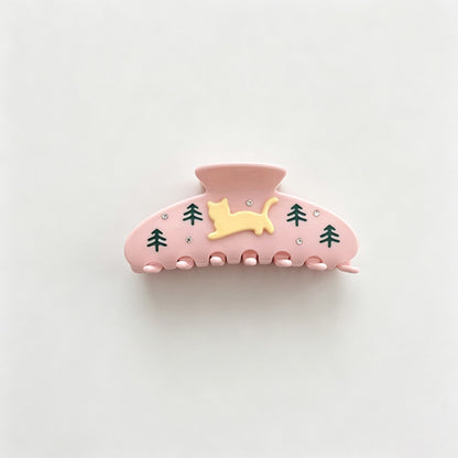 Cat Rhinestone Hair Claw Clips