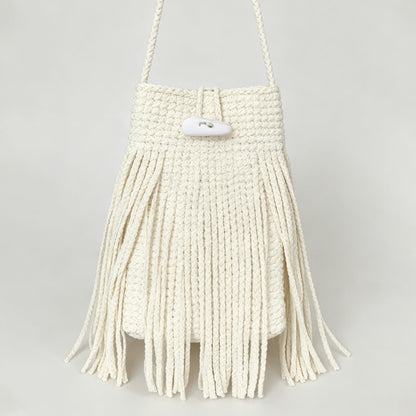 Fringe Drawstring Bucket Bag