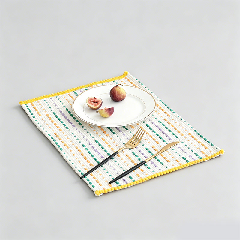 Christmas Striped Woven Fabric Heat Resistant Dining Placemat
