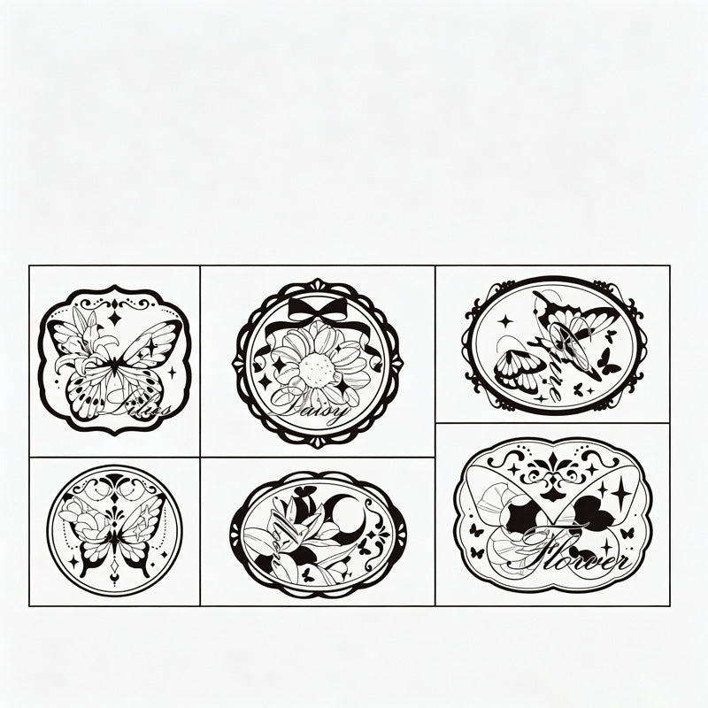 Wooden Butterfly Flower Stamp Set