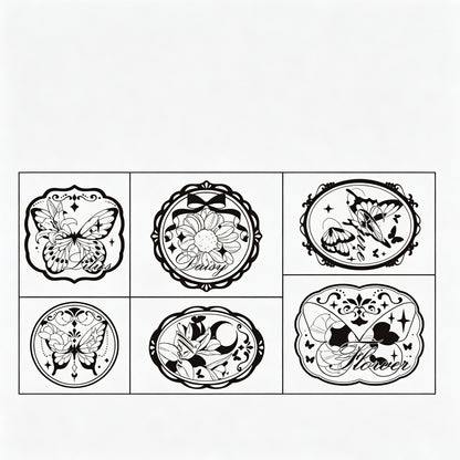 Wooden Butterfly Flower Stamp Set