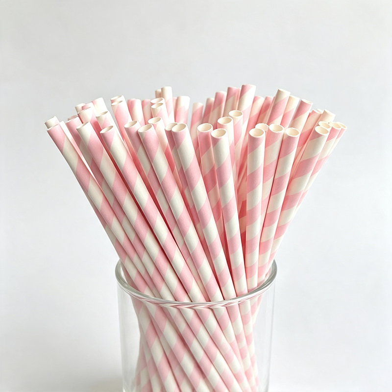 Pink Heart Paper Straw Set