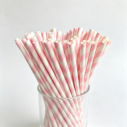 Pink Heart Paper Straw Set