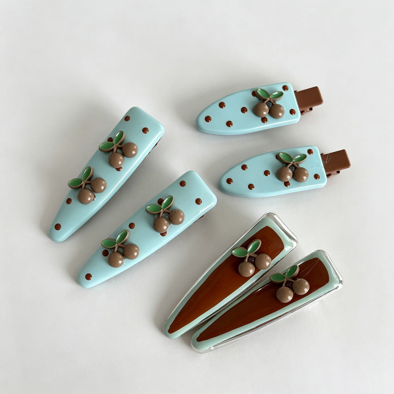 Cherry Polka Dot Hair Clips