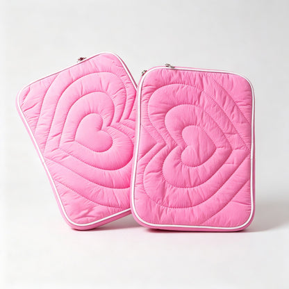 Heart Quilted Zipper Tablet Pouch