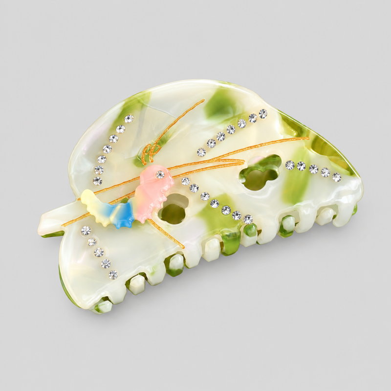 Rhinestone Leaf Shape Hair Claw Clip
