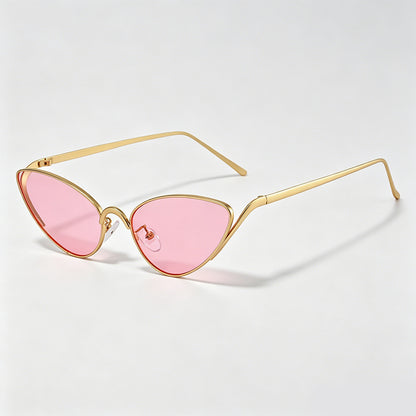 Retro Slim Metal Frame Cat Eye Trendy Sunglasses