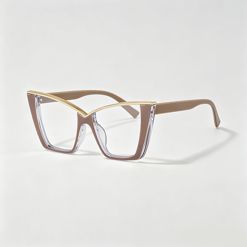 Metallic V-Brow Cat Eye Glasses