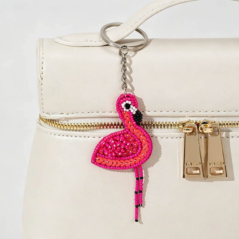 Beaded Flamingo Keychain Bag C - Shopdayla Wholesale - #6754