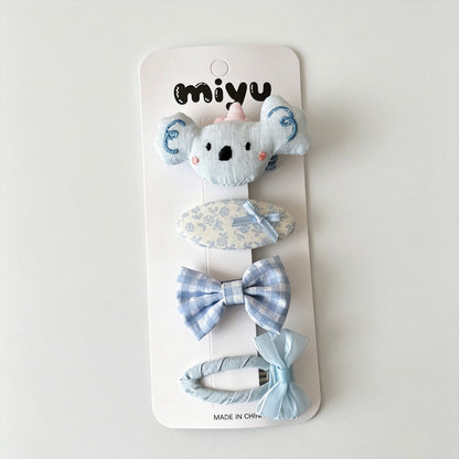Blue Assorted Fabric Hair Clip Set