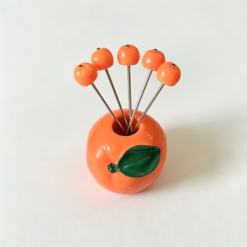 Orange Holder Fruit Forks