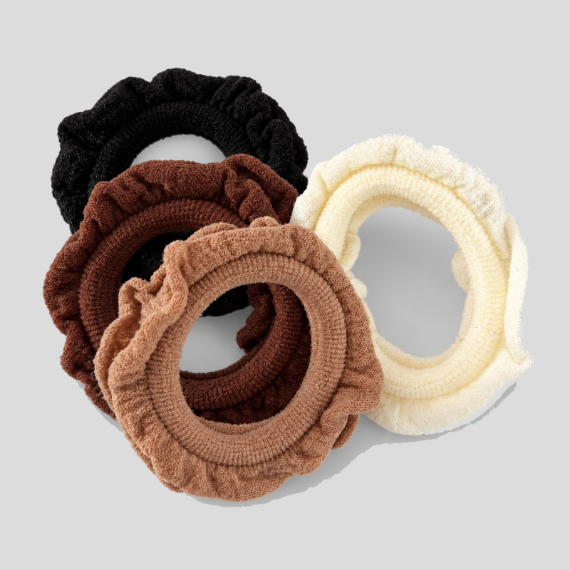 Ruffled Fabric Hair Ties Set