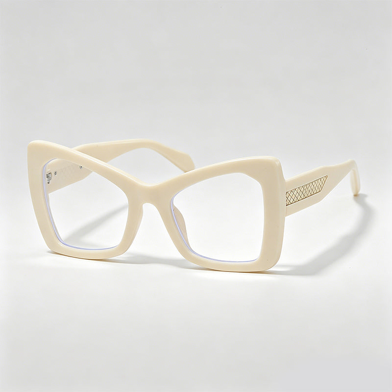 Gold Mesh Decor Cat Eye Oversized Sunglasses