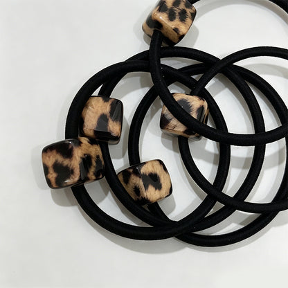 Refined Leopard Pattern Small Square Hairband