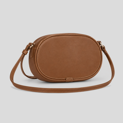 Oval Faux Leather Crossbody Bag