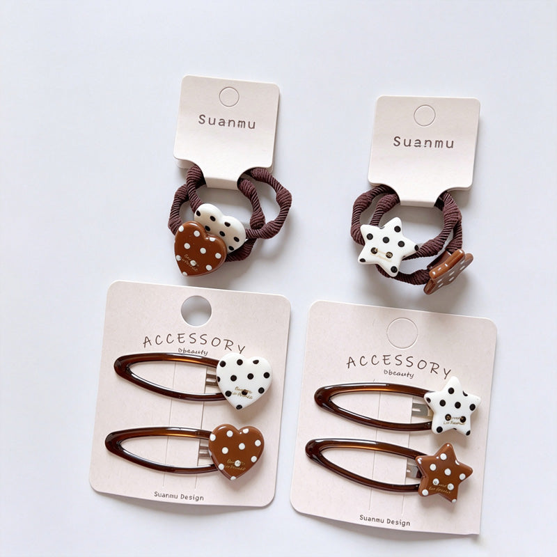 Polka Dot Star BB Snap Hair Clips