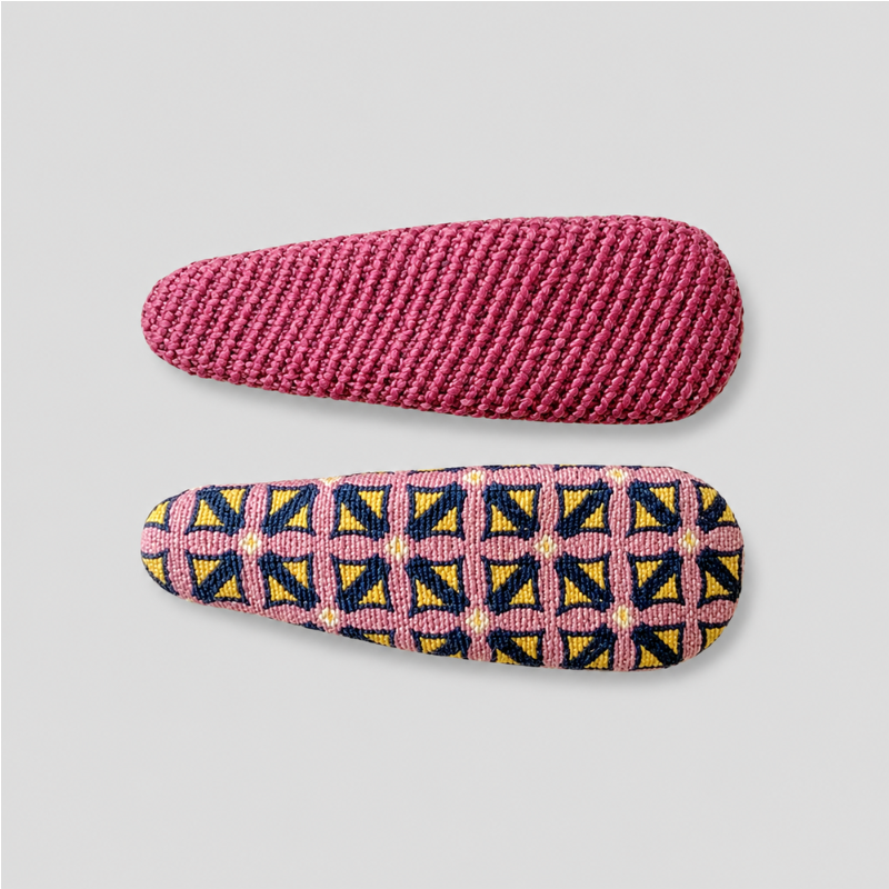 Purple Patchwork Hair Clip Set