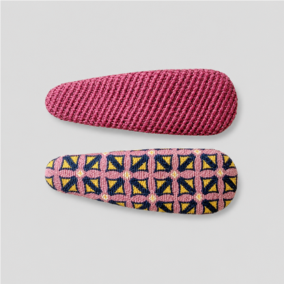 Purple Patchwork Hair Clip Set