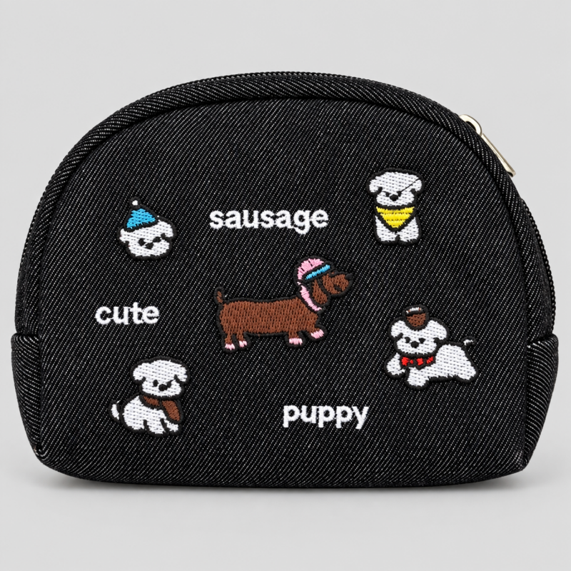 Puppy Embroidered Makeup Storage Pouch