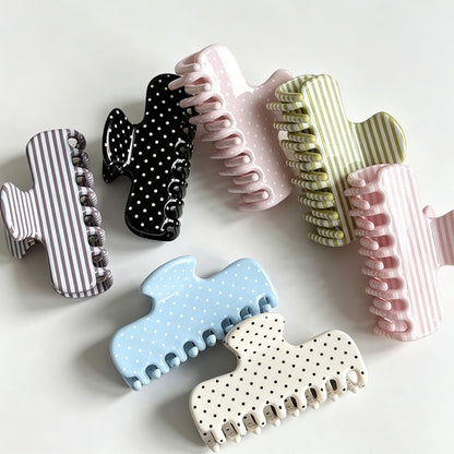 Stripe Polka‑Dot Hair Claw Clip