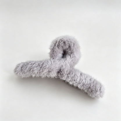 Fuzzy Bow Claw Clip