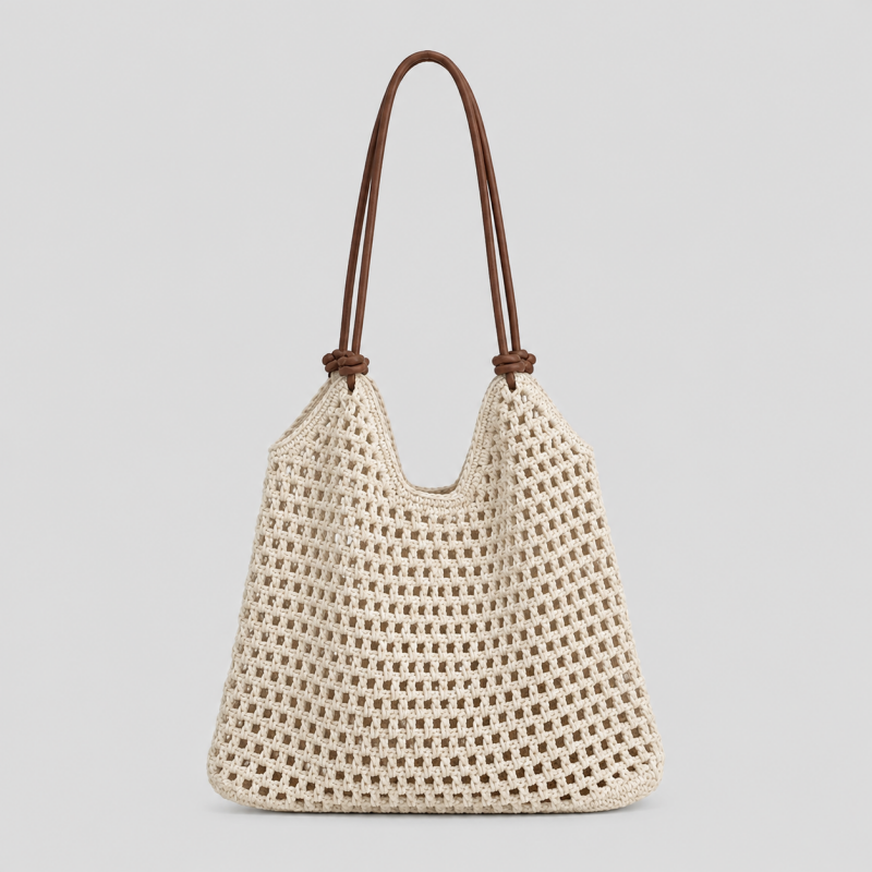 Open Stitch Shoulder Tote Bag