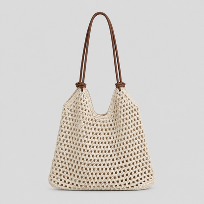 Open Stitch Shoulder Tote Bag