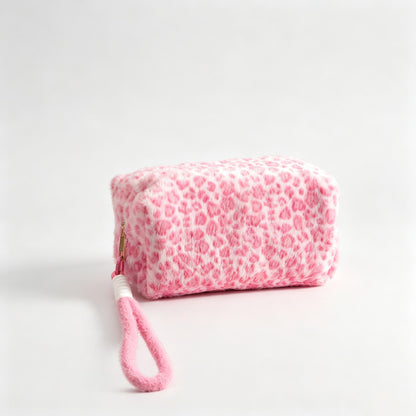 Leopard Fleece Cosmetic Pouch