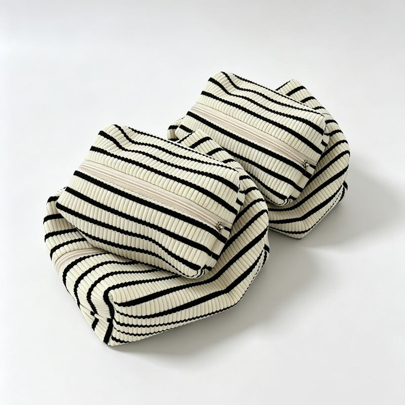Striped Zipper Cosmetic Storage Pouch